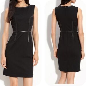 Trina Turk Katherine Black Faux Leather Trim Dress